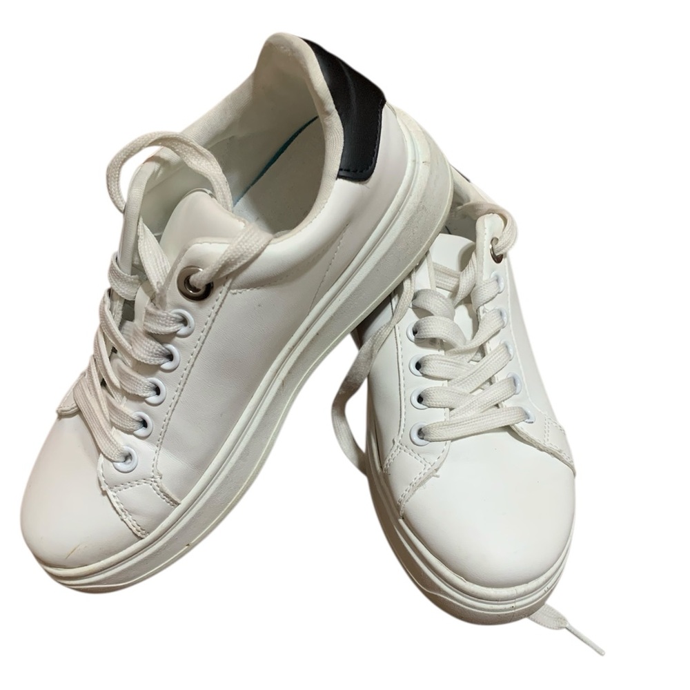 Steve Madden White Sneakers with Black Heel Accent